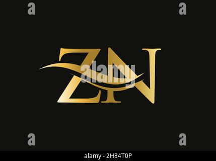 LOGO ZN lettera. Design Premium Letter ZN con logo e concetto Water Wave Illustrazione Vettoriale