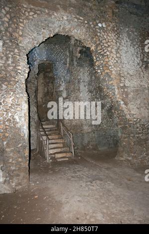 Rovine di Villa di Manlius Vopiscus (Manlio Vopisco), Villa Gregoriana, Tivoli, Lazio, Italia Foto Stock