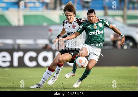 Montevideo, Uruguay. 27 novembre 2021. Durante un incontro tra Palmeiras (BRA) e Flamengo (BRA), valido per la finale della Copa Libertadores 2021, che si tiene presso la Estádio Centenário, situata nella città di Montevideo, in Uruguay, questo sabato pomeriggio (27). Credit: Nayra Halm/FotoArena/Alamy Live News Foto Stock