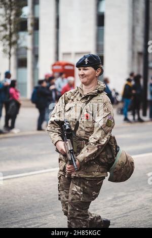 Londra, UK - 2021.11.13: The Royal Yeomanry alla sfilata del Lord Mayor of London Show Foto Stock