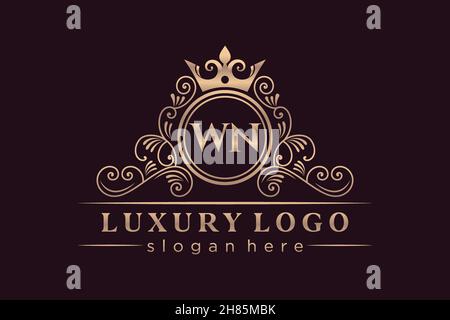 WN Initial Letter Oro calligrafico femminile floreale a mano disegnato araldico monogramma antico vintage stile lusso logo design Premium Illustrazione Vettoriale