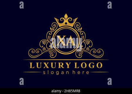 XA Initial Letter Oro calligrafico femminile floreale a mano disegnato araldico monogramma antico vintage stile lusso logo design Premium Illustrazione Vettoriale