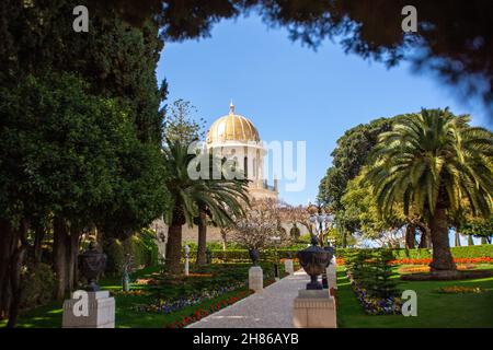 Israele, Haifa Bahai Giardini e tempio sul Monte Carmelo Foto Stock