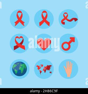 set of world aids day Illustrazione Vettoriale