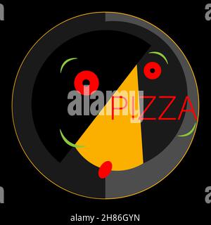 astratto logo minimal pizza da forme geometriche su sfondo scuro 1 Illustrazione Vettoriale