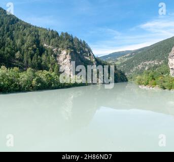 La gola del fiume Inn a Prutz, Tirolo, Austria Foto Stock