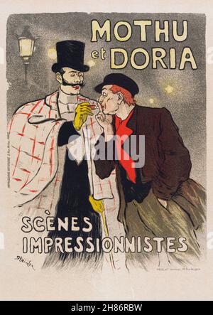 Poster d'epoca francese di pubblicità cantanti Mothu e Doria di Steinlen, 18990 Foto Stock