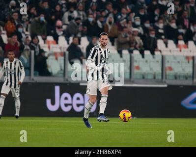 Adrien Rabiot (Juventus FC) durante il campionato italiano Serie A football match tra Juventus FC e Atalanta BC il 27 novembre 2021 allo stadio Allianz di Torino - Foto: Nderim Kaceli/DPPI/LiveMedia Foto Stock