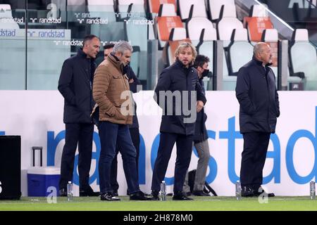 Pavel Nedved vice-presidente della Juventus FC durante il riscaldamento prima della serie A partita tra Juventus FC e Atalanta BC. Foto Stock