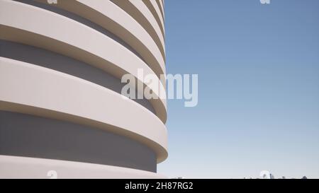 3D ART architettura moderna dettaglio su blu cielo chiaro minimal concept primo piano futuristico edificio 3d rendering Foto Stock