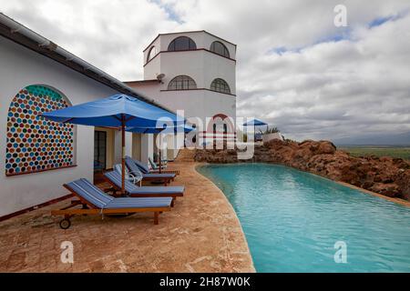 Grotan's Castle Hotel a Taveta, Kenya, Africa Foto Stock