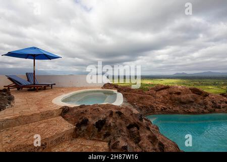 Grotan's Castle Hotel a Taveta, Kenya, Africa Foto Stock