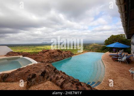 Grotan's Castle Hotel a Taveta, Kenya, Africa Foto Stock