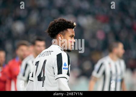 Weston Mckennie (Juventus FC) durante la Serie Italiana Una partita di calcio tra Juventus FC e Atalanta BC il 27 novembre 2021 allo Stadio Allianz di Torino Foto Stock