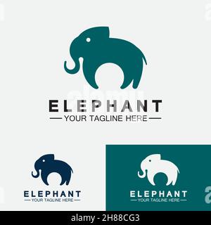 Modello di disegno Illustrator con vettore logo Elephant Illustrazione Vettoriale