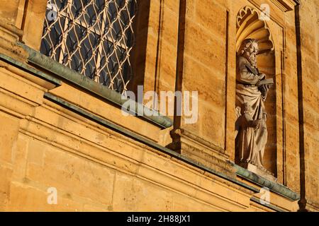 Amberg, Wallfahrtskirche, Barockkirche, Amberg, ;Maria Hilf, Kirche, Bergkirche, Fassade mit Heiligen Figuren in der Oberpfalz, Bayern! Foto Stock