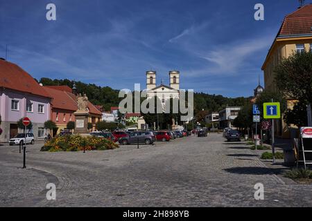 Bucovice, Repubblica Ceca - 10 settembre 2021 - Piazza della libertà Foto Stock