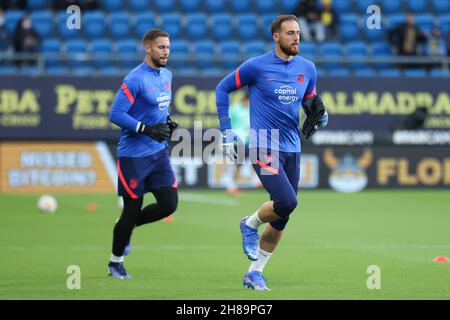 Cadice, Cadice, Spagna. 28 novembre 2021. Jan Oblak di Atletico de Madrid durante la partita la Liga Santader tra Cadice CF e il tletico de Madrid a Nuevo Mirandilla a Cadice, in Spagna, il 28 novembre 2021. (Credit Image: © Jose Luis Contreras/DAX via ZUMA Press Wire) Foto Stock