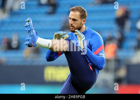 Cadice, Cadice, Spagna. 28 novembre 2021. Jan Oblak di Atletico de Madrid durante la partita la Liga Santader tra Cadice CF e il tletico de Madrid a Nuevo Mirandilla a Cadice, in Spagna, il 28 novembre 2021. (Credit Image: © Jose Luis Contreras/DAX via ZUMA Press Wire) Foto Stock