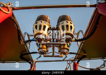 Primo piano di bruciatori a palloncino ad aria calda Foto Stock