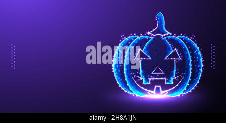 maglia wireframe a basso contenuto di zucca di halloween Illustrazione Vettoriale