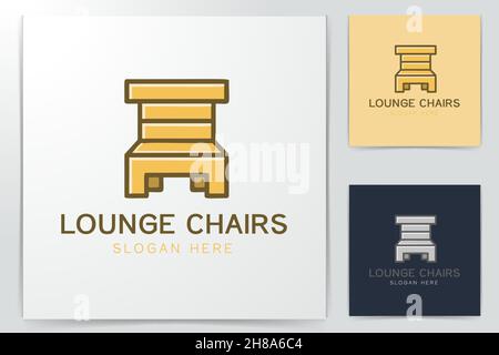 Sedie in legno in stile minimalista design logo ispirazione Illustrazione Vettoriale
