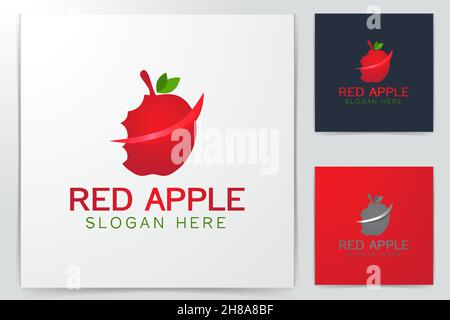 Logo Apple rosso Disegni di ispirazione isolata su sfondo bianco Illustrazione Vettoriale