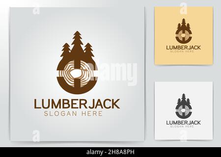 Fresa legno disegni logo ispirazione isolata su sfondo bianco Illustrazione Vettoriale