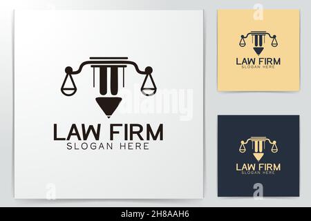 Scale, Law firm disegni logo ispirazione isolata su sfondo bianco Illustrazione Vettoriale