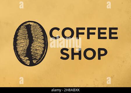 Chicchi di caffè sfilati a mano, logo del coffee shop Design ispirati Illustrazione Vettoriale