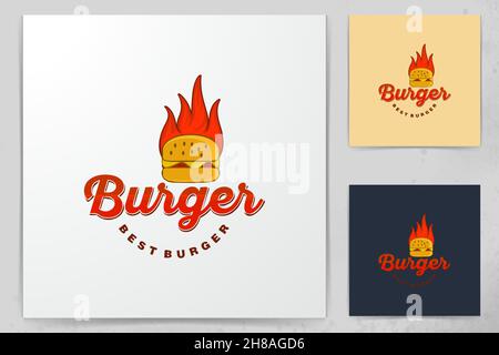 Incendio Burger Shop logo design ispirazione Illustrazione Vettoriale