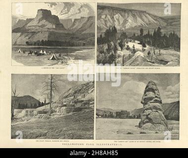 Scenes in Yellowstone Park, USA, 1880, 19 ° secolo Foto Stock