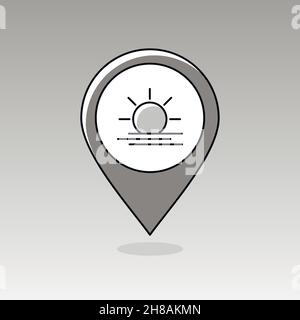 Sun profilo termico pin icona della mappa. Puntatore Mappa. I marcatori mappa. La meteorologia. Meteo. Illustrazione Vettoriale eps 10 Illustrazione Vettoriale