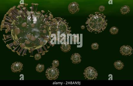 Rendering 3D del coronavirus senza testo Foto Stock