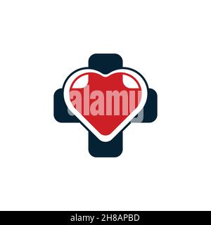 Amore salute logo idee. Design del logo Inspiration. Illustrazione del vettore modello. Isolato su sfondo bianco Illustrazione Vettoriale