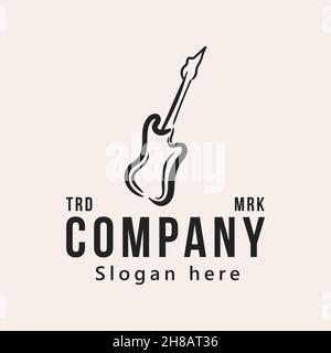 logo della chitarra, illustrazione vettoriale Illustrazione Vettoriale