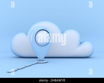 Concetto cloud dei luoghi preferiti immagine di rendering 3D isolata su sfondo blu Foto Stock