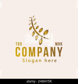 Modello vettoriale logo agricoltura riso grano, illustrazione vettoriale Illustrazione Vettoriale