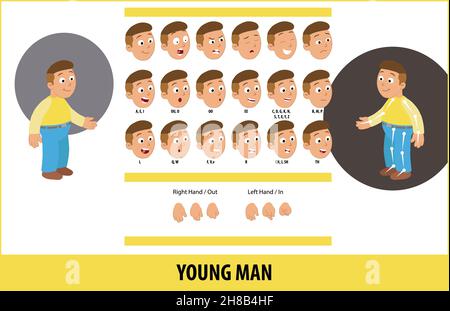 Giovane uomo personaggio per le tue scene. Illustrazione Vettoriale