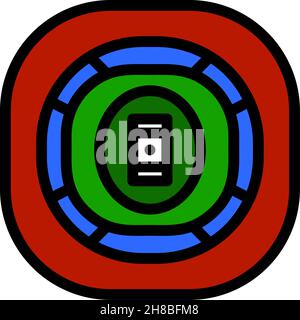 Icona Cricket Stadium. Contorno grassetto modificabile con disegno riempimento colore. Illustrazione vettoriale. Illustrazione Vettoriale