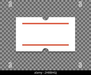 Etichetta prezzo carta autoadesiva con due strisce rosse. Etichetta prezzo vuota. Adesivo bianco per indicare la data di scadenza. Illustrazione vettoriale isolata su Illustrazione Vettoriale