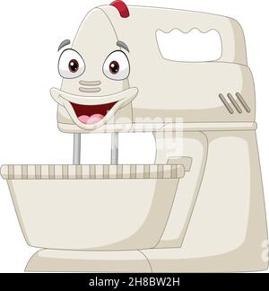 Cartoon smiling mixer farine macchina personaggio Illustrazione Vettoriale