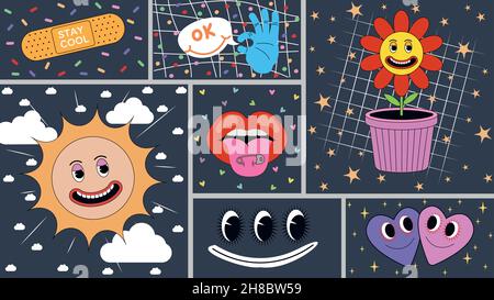 Personaggi fumetti moderni di grandi dimensioni. Illustrazione vettoriale. Illustrazione Vettoriale