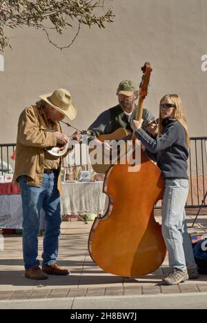Musicisti di strada al Downtown Mall Festival a Las Cruces, New Mexico, USA Foto Stock