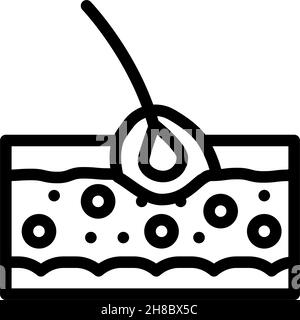 follicolite malattia della pelle problema linea icona vettore illustrazione Illustrazione Vettoriale