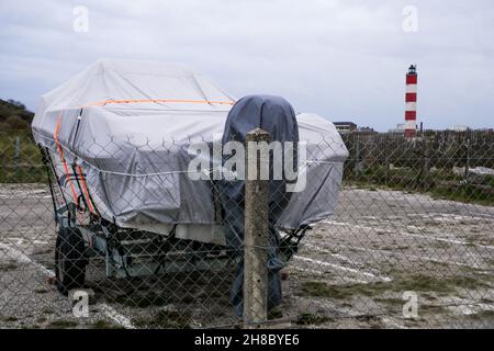 Vista fuori stagione di un parco navale, Authie Bay, Berck sur Mer, Pas de Calais, Picardie, Francia nord-occidentale Foto Stock