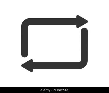 Icona Ripeti. Pulsante ricarica nel lettore musicale. Due frecce grafiche come simbolo di rinfresco, scambio, rotazione. Semplice illustrazione vettoriale. Illustrazione Vettoriale