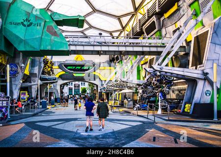 Sci Fi City negli Universal Studios Singapore. Foto Stock