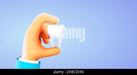 Concetto di salute e medicina - primo piano del dente di tenuta della mano del medico. Odontoiatria o stomatologia. Illustrazione vettoriale Illustrazione Vettoriale