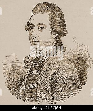 Un ritratto del 1800 di Lord Cornwallis . Charles Cornwallis, 1° marchese Cornwallis, KG, PC (1738 – 1805), noto come Visconte Brome tra il 1753 e il 1762 e Earl Cornwallis tra il 1762 e il 1792/. Era un generale dell'esercito britannico. Fu uno dei principali generali britannici nella guerra di indipendenza americana. Si arrende nel 1781 ad una forza combinata americana e francese all'assedio di Yorktow. In seguito divenne Lord-tenente d'Irlanda e Governatore Generale d'India. Foto Stock